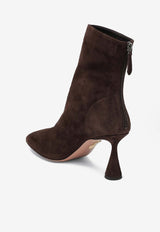 Aquazzura Amore 75 Suede Ankle Boots Brown AREMIDB0SUE/R_AQUA-880