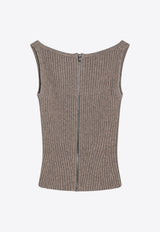 Max Mara Aretusa Ribbed Knit Tank Top Beige ARETUSA1234WO/R_MAXM-002