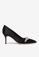 Manolo Blahnik Asapump 70 Crystal-Embellished Satin Pumps ASAPUMP 70 BLACK 0015 1928-0001 Black