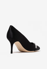 Manolo Blahnik Asapump 70 Crystal-Embellished Satin Pumps ASAPUMP 70 BLACK 0015 1928-0001 Black