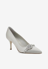 Manolo Blahnik Asapump 70 Crystal-Embellished Satin Pumps ASAPUMP 70 GREY 0334 1928-0006 Gray