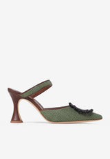 Manolo Blahnik Atika 90 Raffia Pointed Mules ATIKA 90 BROWN 2079 1832-0001 Green