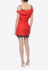 Paris Georgia Atlas Off-Shoulder Mini Dress Red ATLASMD001-RNV_RED