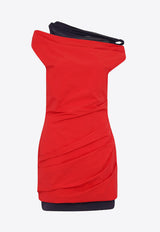 Paris Georgia Atlas Off-Shoulder Mini Dress Red ATLASMD001-RNV_RED