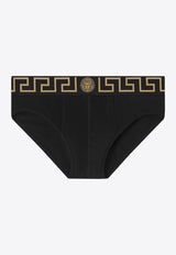 Versace Logo-Waistband Briefs Black