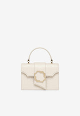 Malone Souliers Mini Audrey Croc-Embossed Top Handle Bag AUDREY MINI 51 CREAM/CREAM