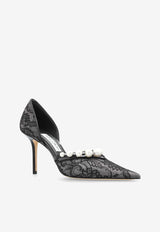 Jimmy Choo Aurelie 85 Pearl-Embellished Lace Pumps Black AURELIE 85 DRJ BLACK/WHITE