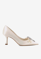 Jimmy Choo Auria 70 Crystal-Embellished Satin Pumps Ivory AURIA 70 BSJ IVORY/CRYSTAL