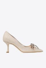 Auria 70 Velvet and Crystal Bow Pumps