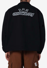 Awake NY Logo Zip-Up Overshirt Black AWK-FW25-OT002CO/R_AWAKE-BLK