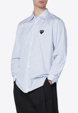 Comme Des Garçons Play Striped Long-Sleeved Shirt Light Blue AXB020051CO/R_COMME-ST