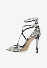 Jimmy Choo Azia 95 Sandals in Python Print Leather Beige AZIA 95 PKB ROCCIA