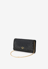Gianvito Rossi Rania Crystal-Embellished Clutch B00368 RANIA COZNENE SUEDE ORGANZA BLACK BL Black