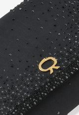 Gianvito Rossi Rania Crystal-Embellished Clutch B00368 RANIA COZNENE SUEDE ORGANZA BLACK BL Black