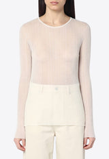 Roberto Collina Long-Sleeved Sheer Top White B05001B05/Q_ROBER-02