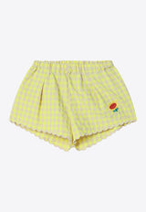 Bobo Choses Girls Flower Embroidered Vichy Shorts Yellow B125AB047CO/Q_BOBO-YE