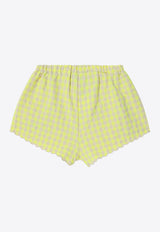 Bobo Choses Girls Flower Embroidered Vichy Shorts Yellow B125AB047CO/Q_BOBO-YE