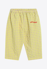 Bobo Choses Babies Logo Embroidered Vichy Pants Yellow B125AB061CO/Q_BOBO-YE