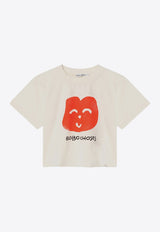 Bobo Choses Boys Joyful Face Print T-shirt Ivory B125AC017CO/Q_BOBO-WHT