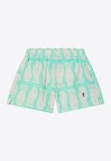 Bobo Choses Boys Lucky Fish Print Shorts Green B125AC064CO/Q_BOBO-MU