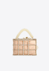 Rosantica Holli Gardenia Embellished Handbag Gold B17989_PEARL