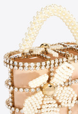 Rosantica Holli Gardenia Embellished Handbag Gold B17989_PEARL