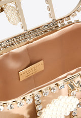 Rosantica Holli Gardenia Embellished Handbag Gold B17989_PEARL