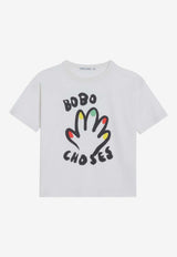 Bobo Choses Boys High Five Printed T-shirt White B225AC004CO_BOBO-OF