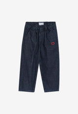 Bobo Choses Girls Tic Tac Toe Striped Jeans Blue B225AC079DE_BOBO-NB
