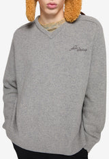 Acne Studios Wool V-neck Sweater Gray B60384_DARK GREY