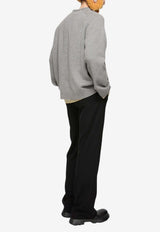 Acne Studios Wool V-neck Sweater Gray B60384_DARK GREY