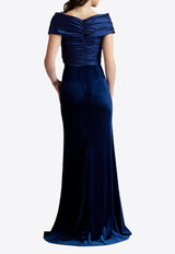 Tadashi Shoji Baxter Portrait Collar Velvet Gown Navy BAL24730L_NAVY