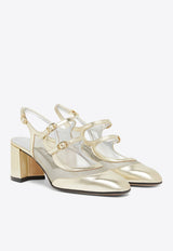 Carel Paris Bananight 60 Mary-Jane Slingback Pumps in Laminated Leather Gold BANANIGHT-332690_PLATINUM