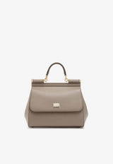 Dolce & Gabbana Large Sicily Leather Top Handle Bag Beige BB6002 B1001 80045