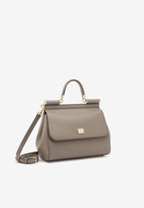 Dolce & Gabbana Large Sicily Leather Top Handle Bag Beige BB6002 B1001 80045