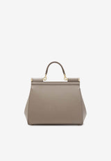 Dolce & Gabbana Large Sicily Leather Top Handle Bag Beige BB6002 B1001 80045