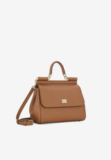 Dolce & Gabbana Large Sicily Leather Top Handle Bag Brown BB6002 B1001 8M417