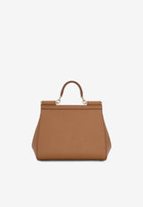 Dolce & Gabbana Large Sicily Leather Top Handle Bag Brown BB6002 B1001 8M417