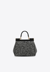 Dolce & Gabbana Medium Sicily Chevron Wool Top Handle Bag Gray BB6003BH250/R_DOLCE-89697