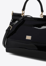 Dolce & Gabbana Medium Sicily Patent Leather Top Handle Bag Black BB6003 B1471 80999