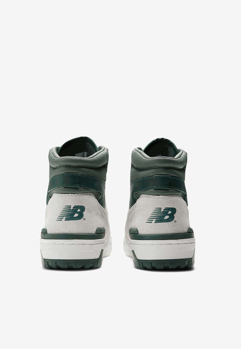New Balance 650 High-Top Sneakers in Sea Salt, Green and Dawn Glow Leather BB650RVG_000_BEIGRE