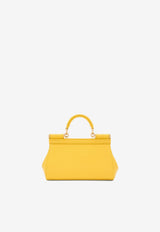Dolce & Gabbana Small Sicily Top Handle Bag in Dauphine Leather Yellow BB7116 A1001 80228