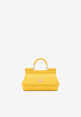 Dolce & Gabbana Small Sicily Top Handle Bag in Dauphine Leather Yellow BB7116 A1001 80228