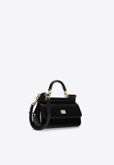 Dolce & Gabbana Small Sicily Patent Leather Top Handle Bag Black BB7116 B1471 80999