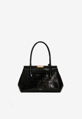 Dolce & Gabbana Marlene Everyday Shoulder Bag in Croc-Embossed Leather Black BB7734 AU787 80999