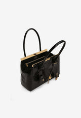 Dolce & Gabbana Marlene Everyday Shoulder Bag in Croc-Embossed Leather Black BB7734 AU787 80999