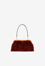 Dolce & Gabbana Amanda Fur Chain Shoulder Bag in Sheepskin and Crocodile Leather Red BB7921 A2J35 89902