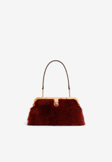 Dolce & Gabbana Amanda Fur Chain Shoulder Bag in Sheepskin and Crocodile Leather Red BB7921 A2J35 89902