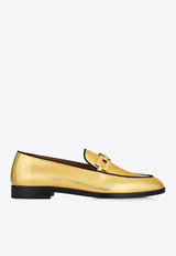 Aquazzura Brandi Logo Metallic Loafers BDIFLAM0-MSGCA0 GOLD