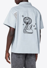 Brain Dead Logo Embroidered Shirt Gray BDS25T040042CO/Q_BRAID-ST